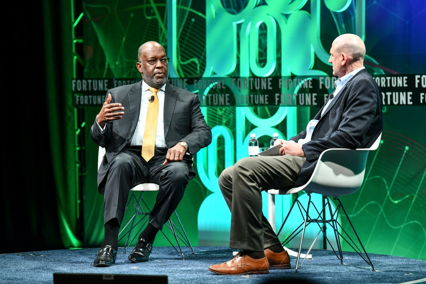 Kaiser Permanente CEO Bernard Tyson, with Fortune editor-in-chief Clifton Leaf, at the 2019 Fortune Brainstorm Health conference in San Diego.