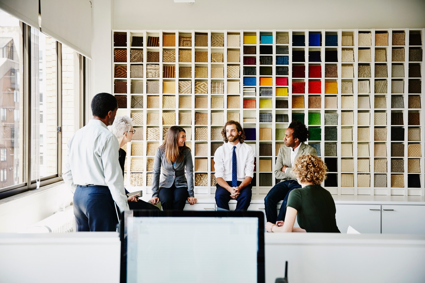 employee meeting-colorful wall