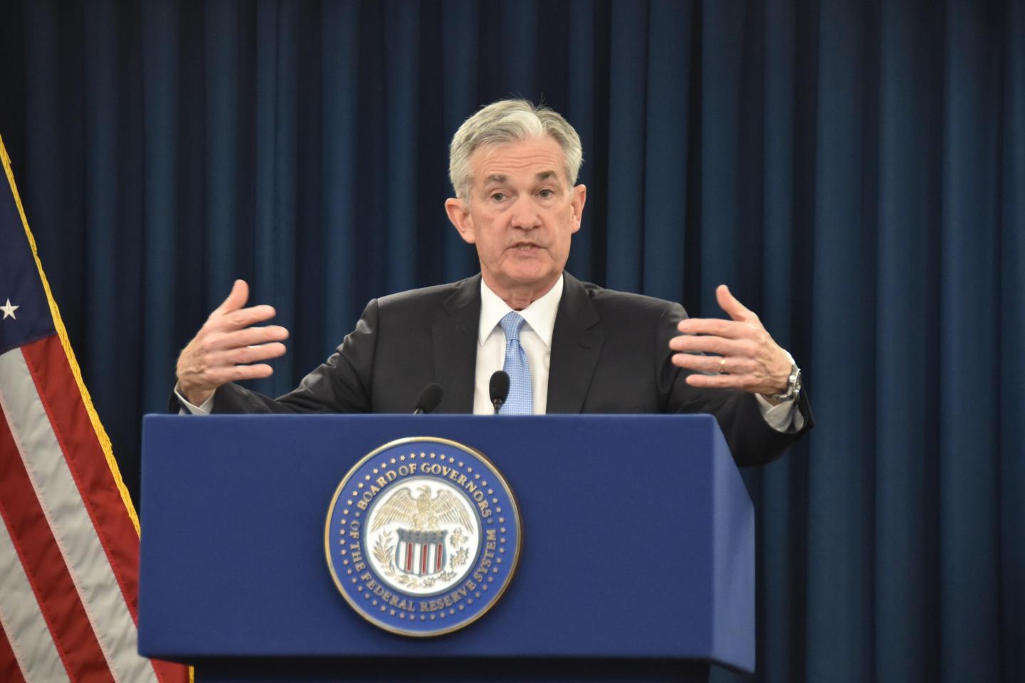 U.S. Federal Reserve Chairman Jerome Powell Holds News Conference