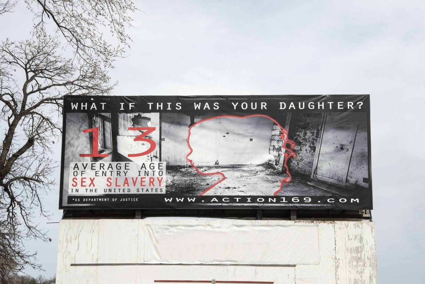 Billboard showing the effects of sex slavery