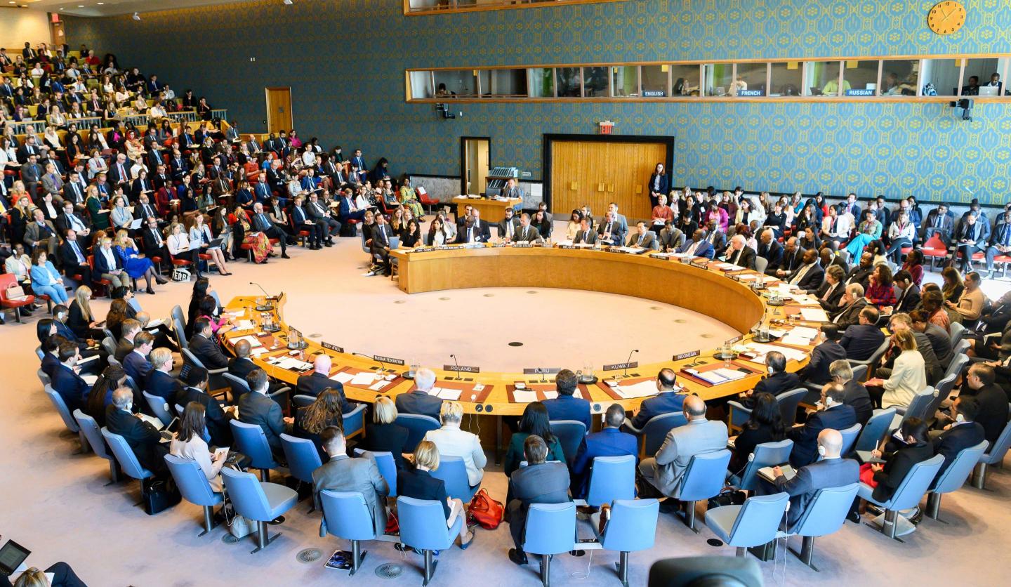 International human rights lawyer Amal Clooney (far left end