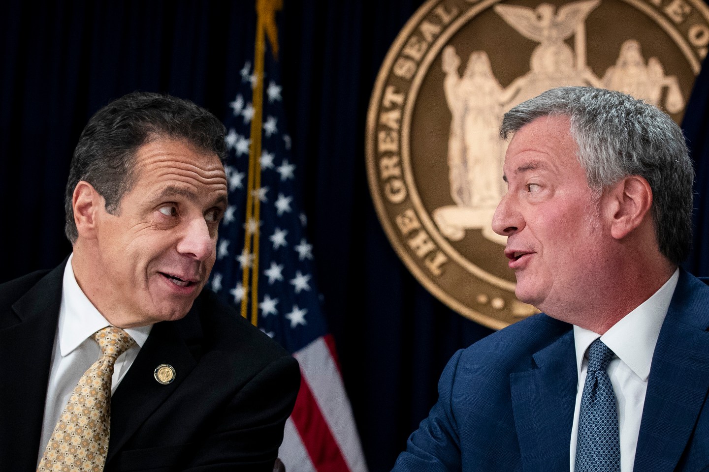 NYC Mayor De Blasio De Blasio And Cuomo New York Governor Cuomo Discuss Amazon 2nd Headquarters Decision