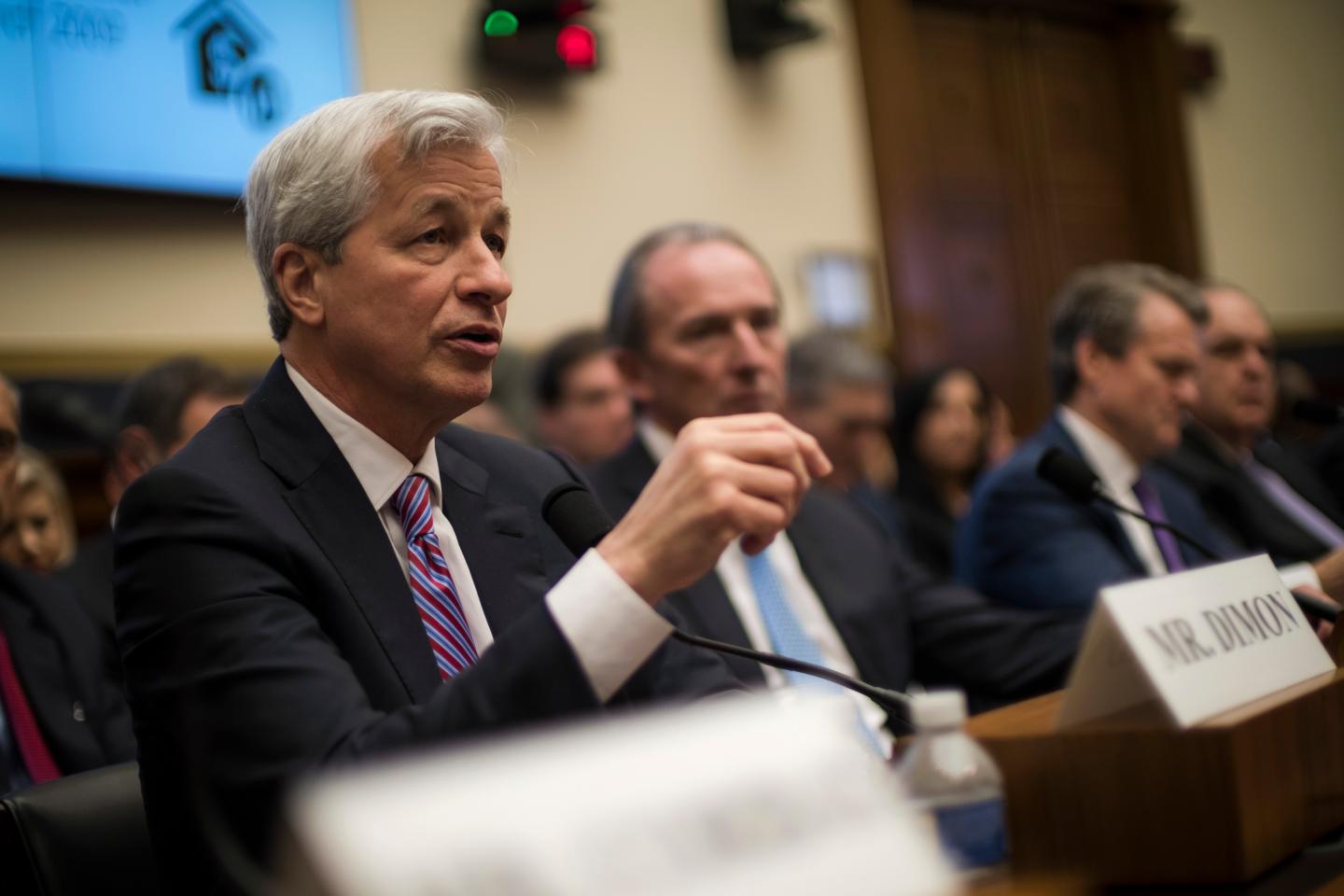 Jamie Dimon, Chair and CEO of JP Morgan Chase, testifies before the House Financial Services Commitee in Washington