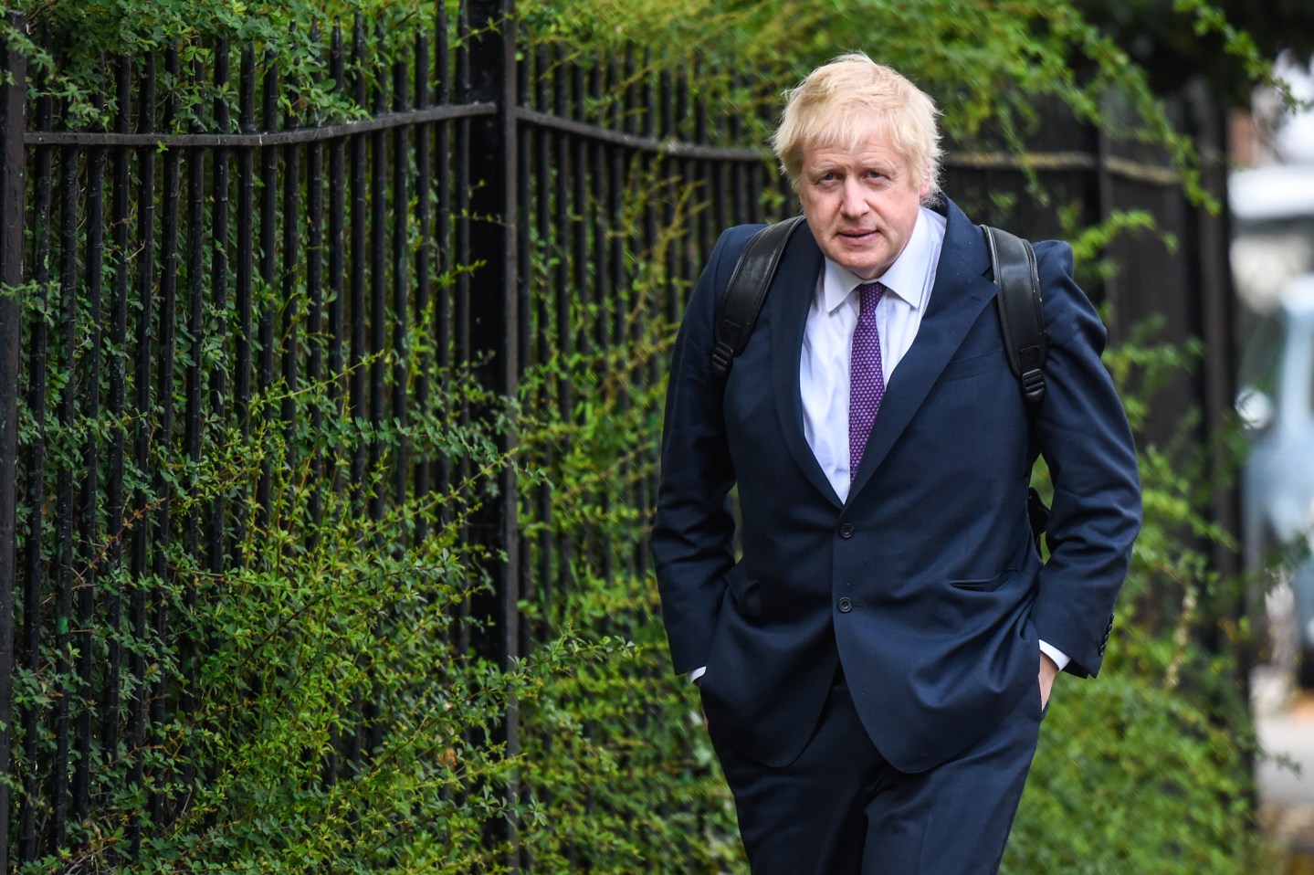 Candidate For The Conservative Party Leadership Boris Johnson Arrives At His Girlfriend's Home