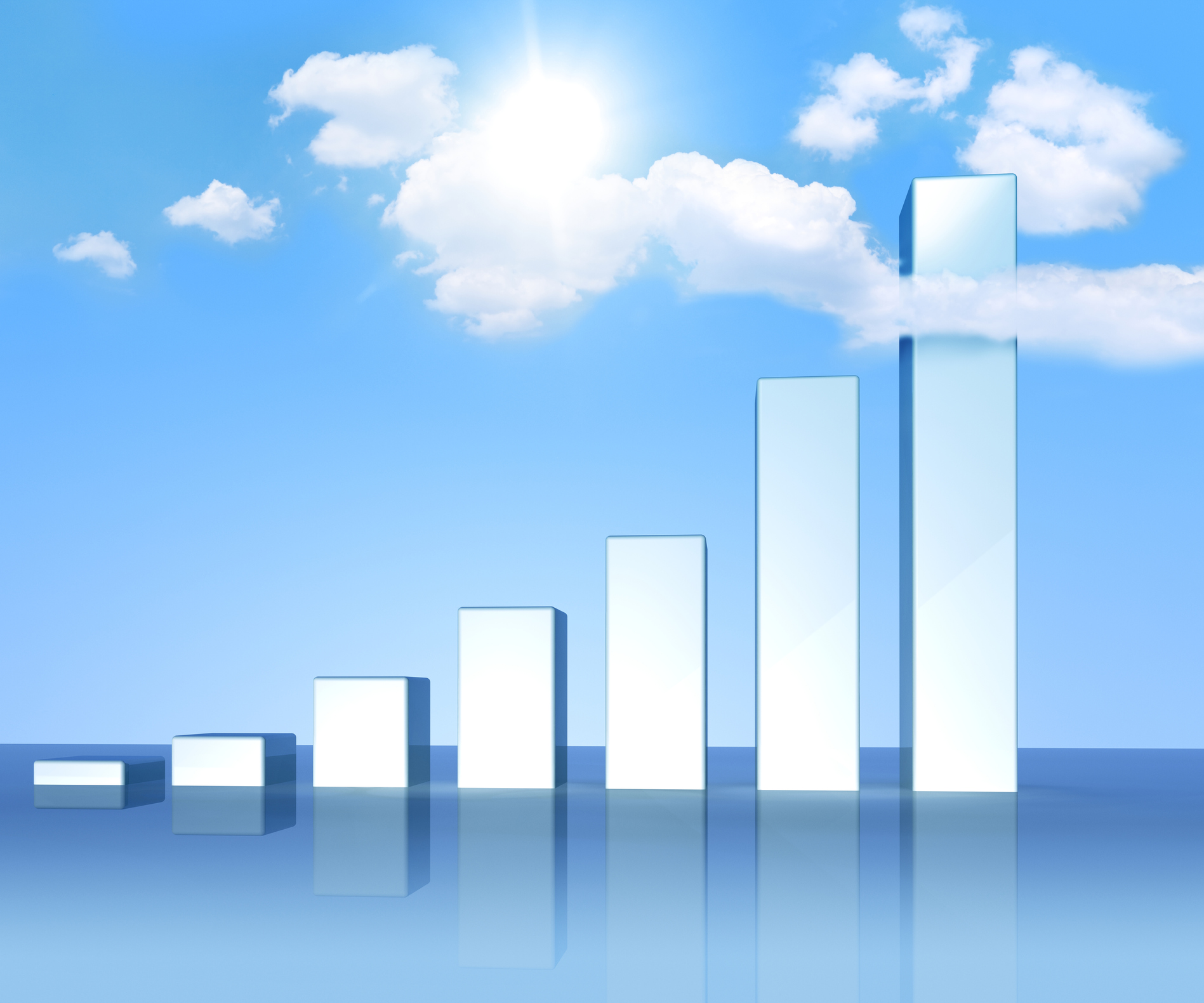 Bar graph with columns reaching the sky.
