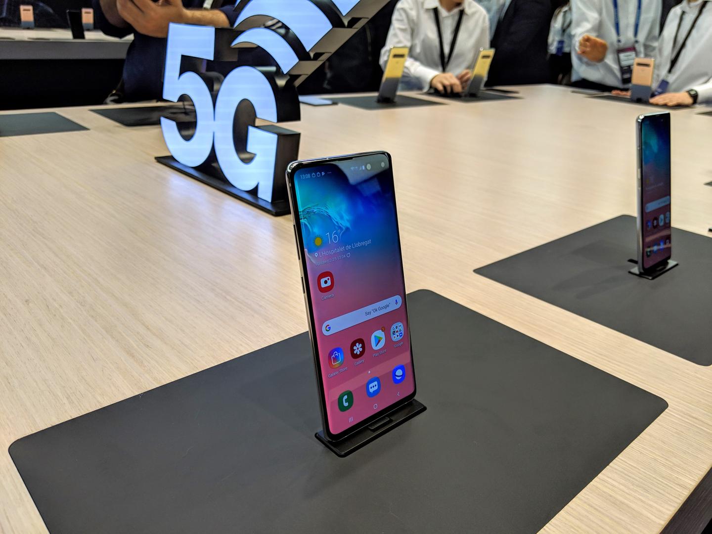 5G phone on display at MWC conference in Barcelona