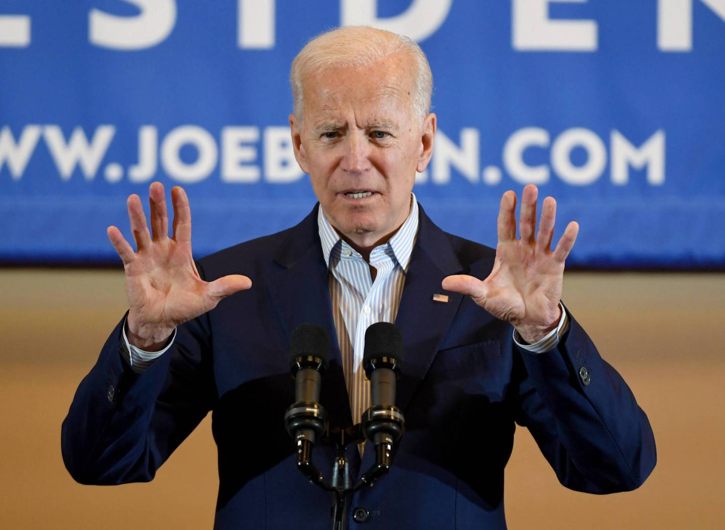 Democratic presidential candidate and former vice president Joe Biden speaks at the International Union of Painters and Allied Trades District Council 16 on May 7, 2019 in Henderson, Nev.