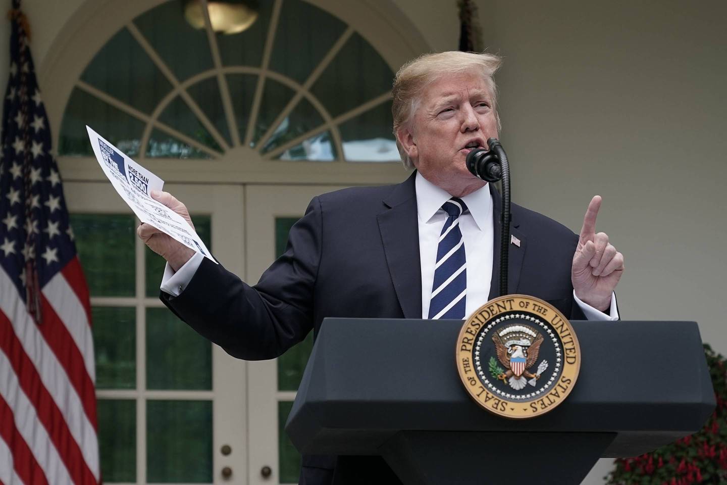 President Trump Discusses Mueller Investigation In Rose Garden Of White House