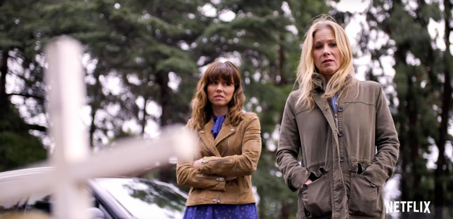 TV shows about dying like "Dead to Me" (pictured), "The Good Place," and "Russian Doll" have killed with fans and critics. Will Academy voters go towards the light?