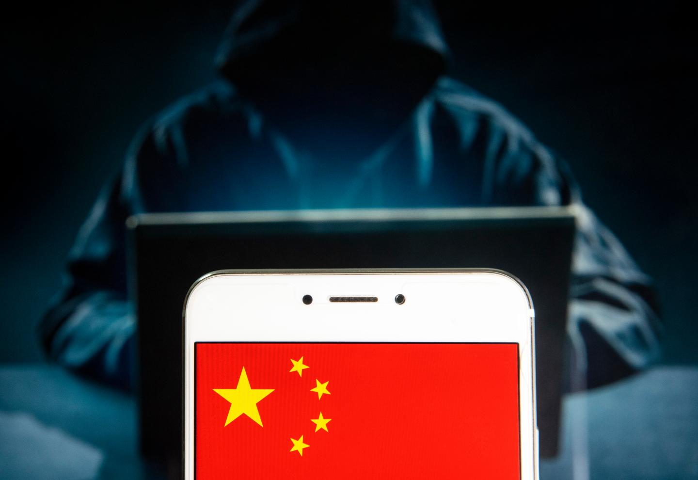 In this photo illustration a People's Republic of China flag