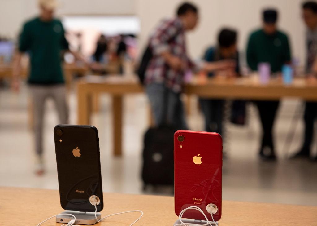 Smartphones iphone and logo seen at an American