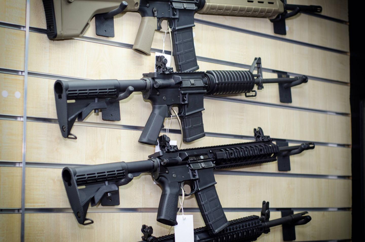 Gun wall rack with rifles