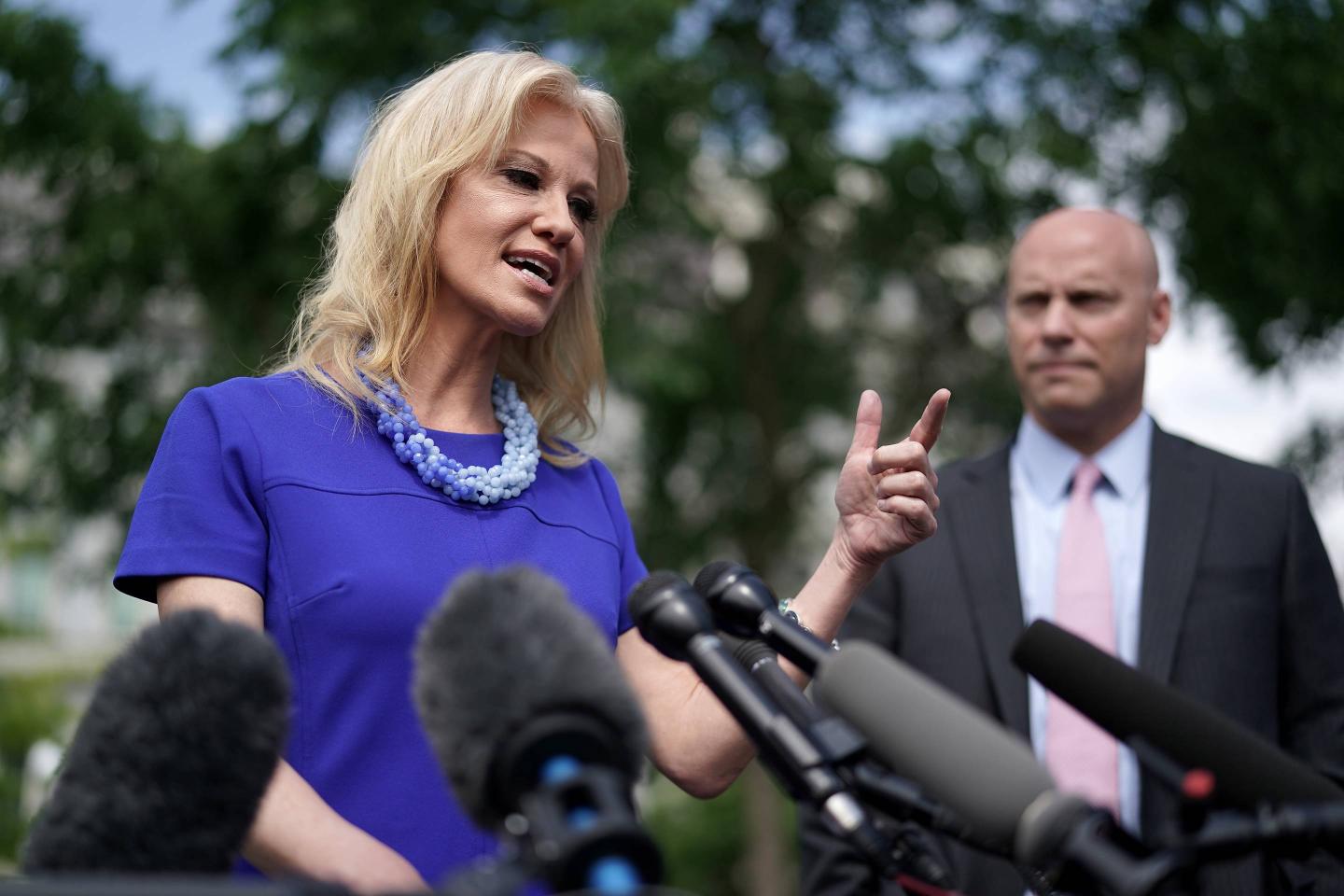 White House Advisor Kellyanne Conway Speaks To The Press At The White House