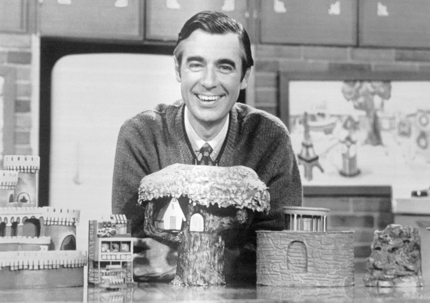 Fred Rogers on the set of 'Mister Rogers' Neighborhood.'