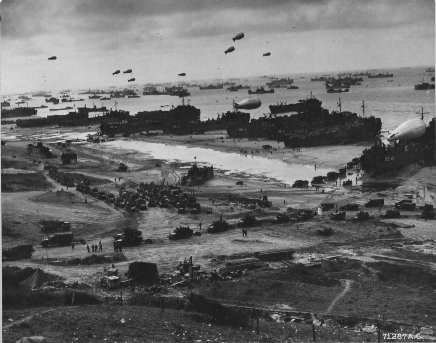 Barrage Balloons over Normandy Beaches on D-day