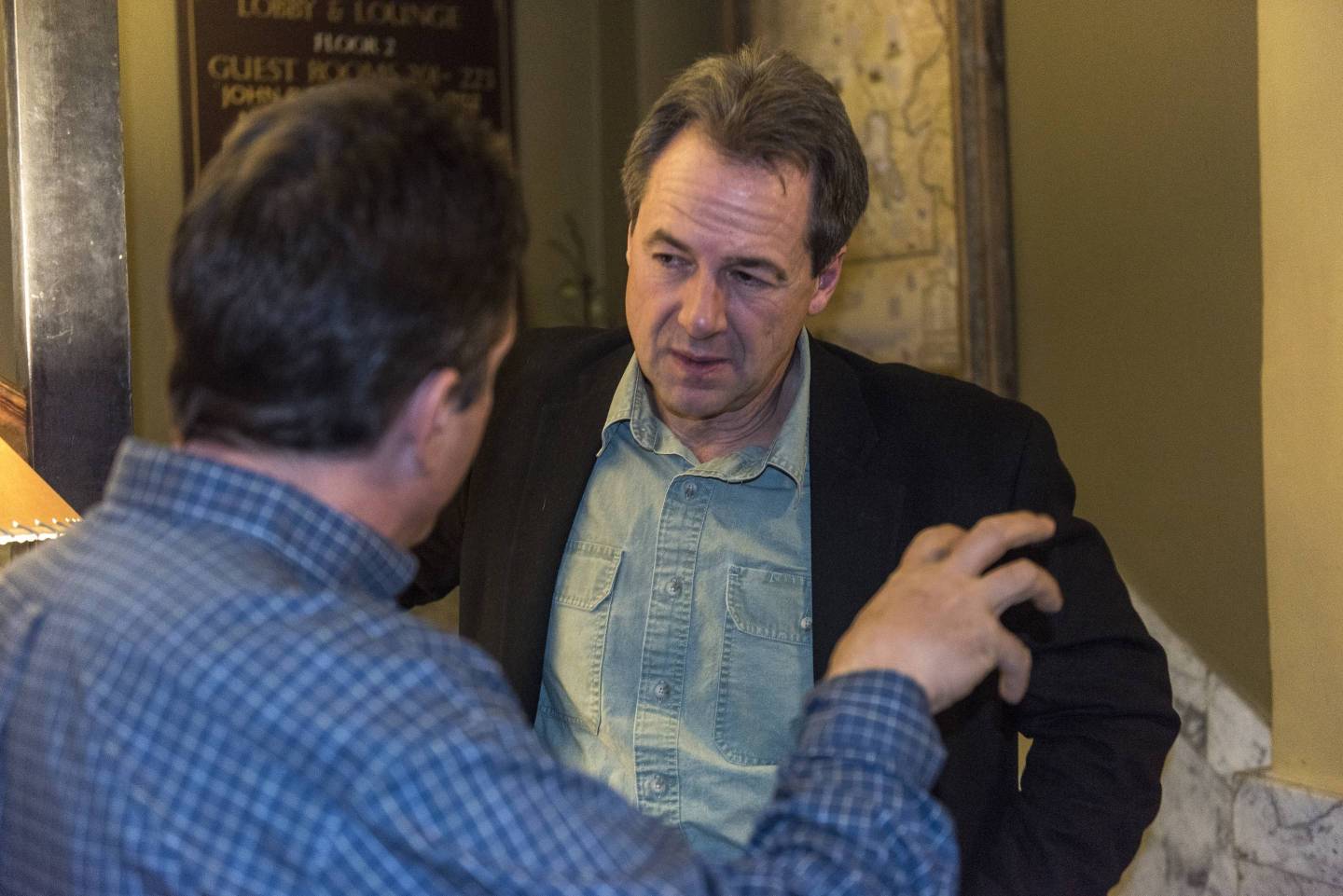 Montana Governor Steve Bullock talks with constituents.
