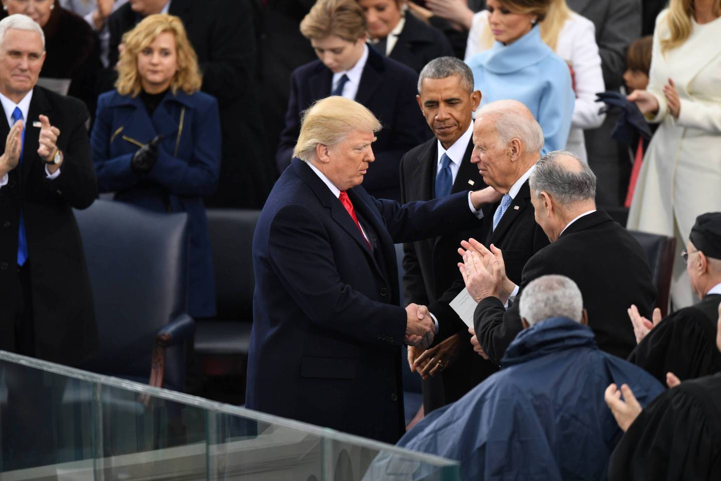 WASHINGTON, DC - JANUARY 20: President Donald J. Trump shakes h