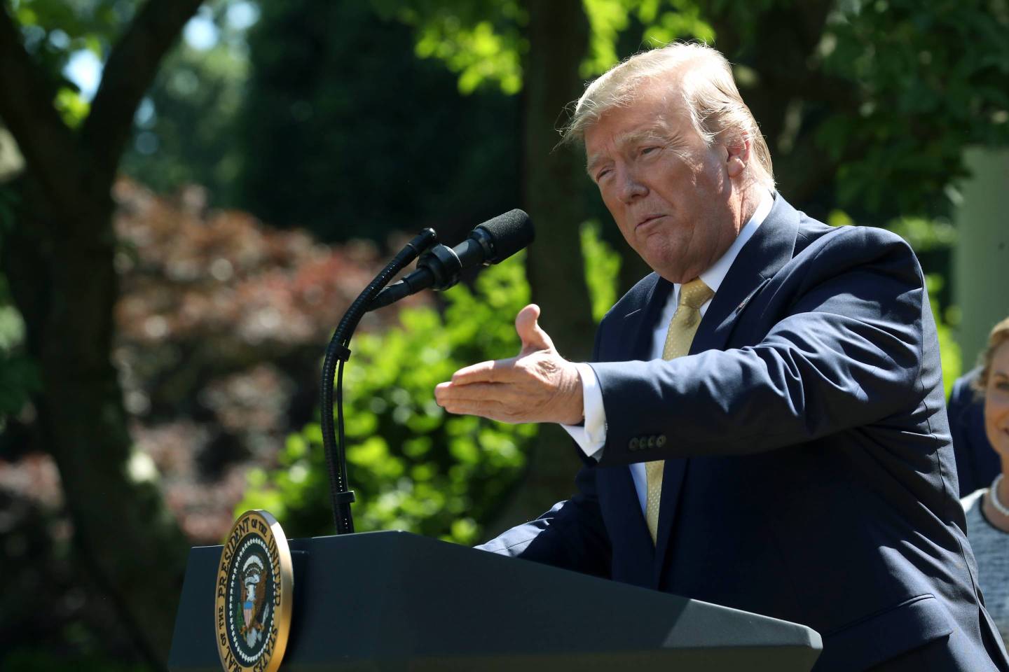 President Donald Trump Delivers Remarks In The Rose Garden On Expanding Health  Coverage Options For Small Businesses
