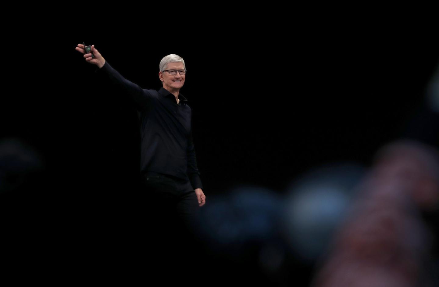 Apple CEO Tim Cook delivers the keynote address during the 2019 Apple Worldwide Developer Conference (WWDC) at the San Jose Convention Center on June 03, 2019 in San Jose, California.