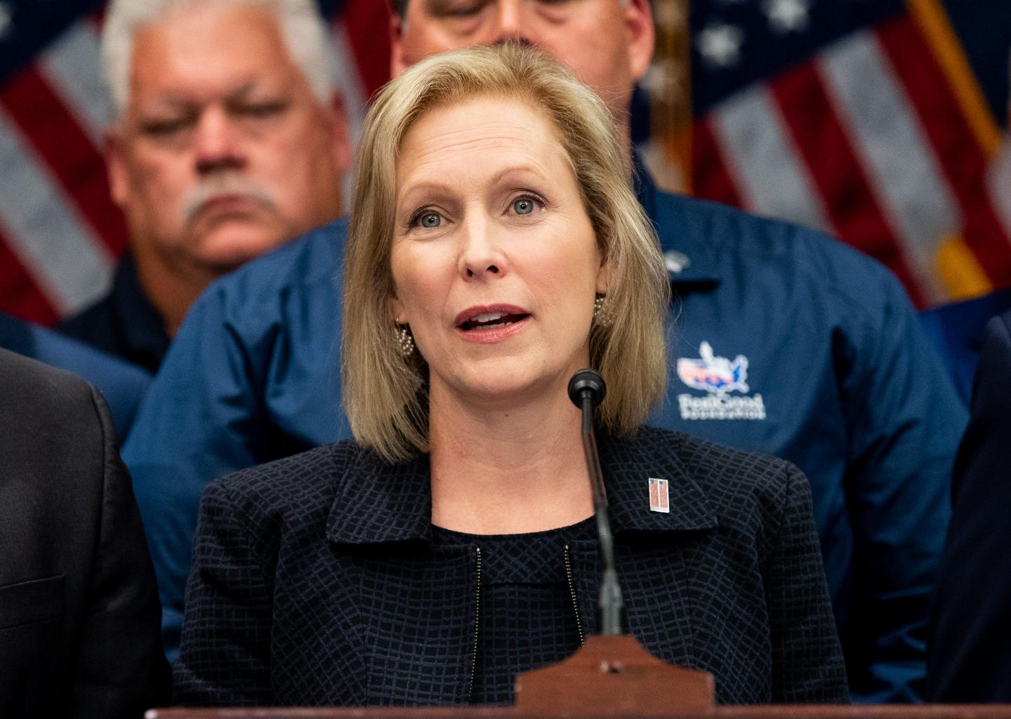 U.S. Senator Kirsten Gillibrand (D-NY) speaking at the press