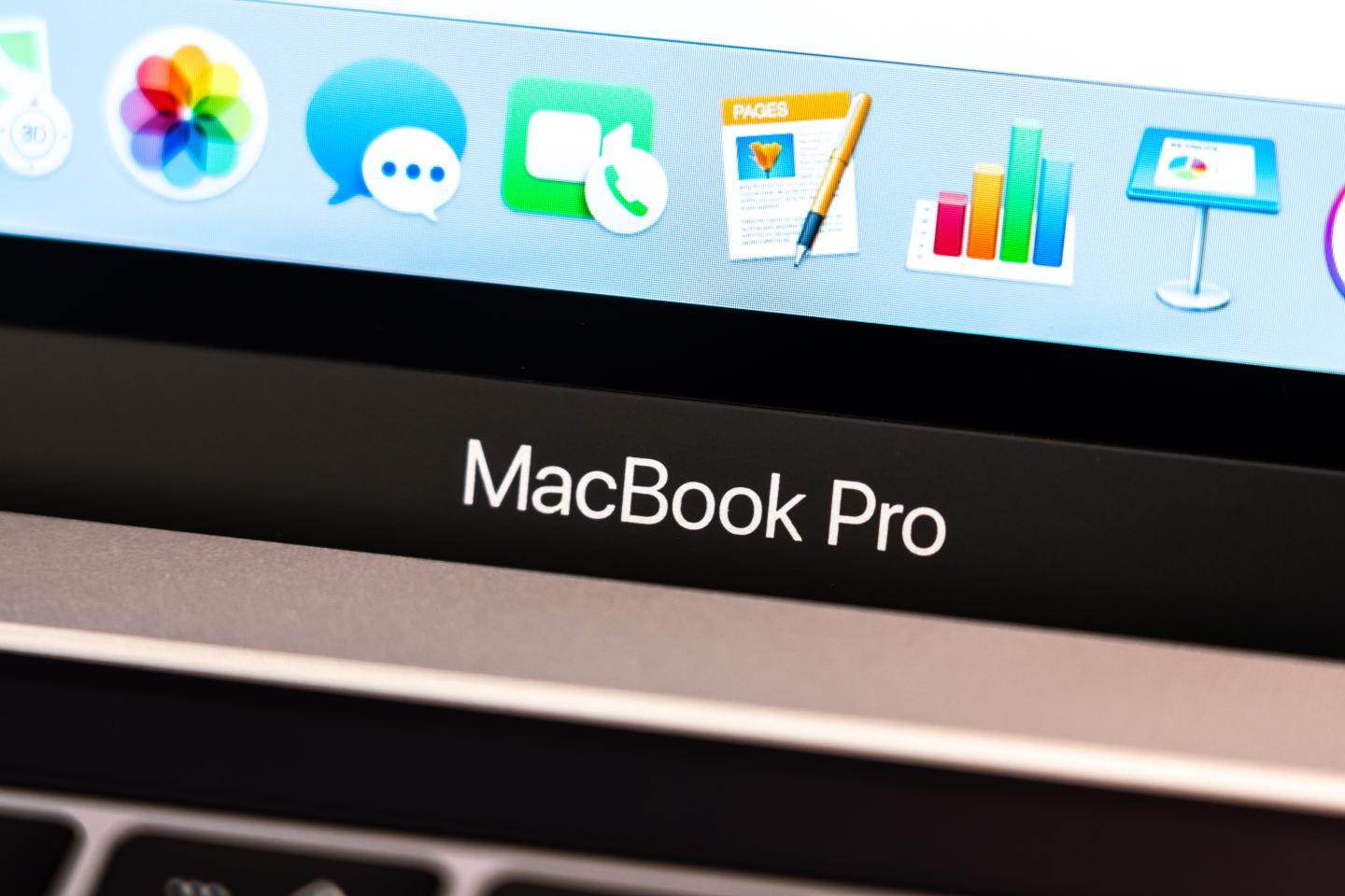 Apple Macbook Pro logo seen on a laptop product in an Apple store in Shanghai.