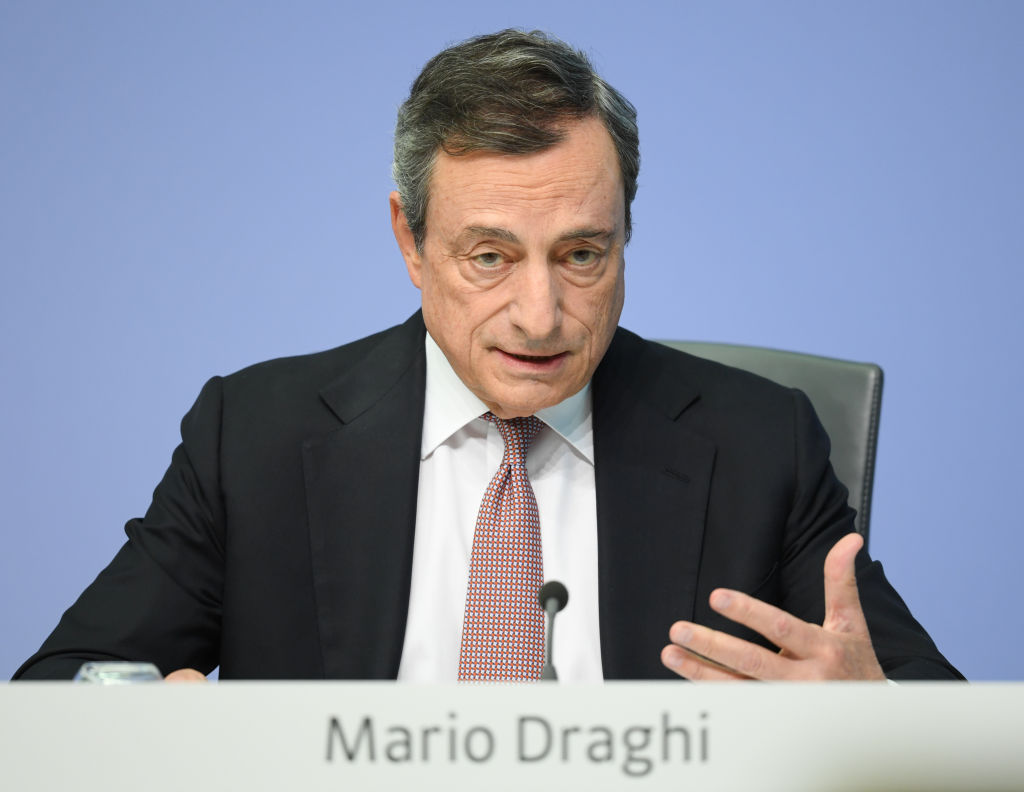 Mario Draghi, President of the European Central Bank (ECB), at the ECB headquarters. The ECB held off on loosening monetary policy on Thursday.