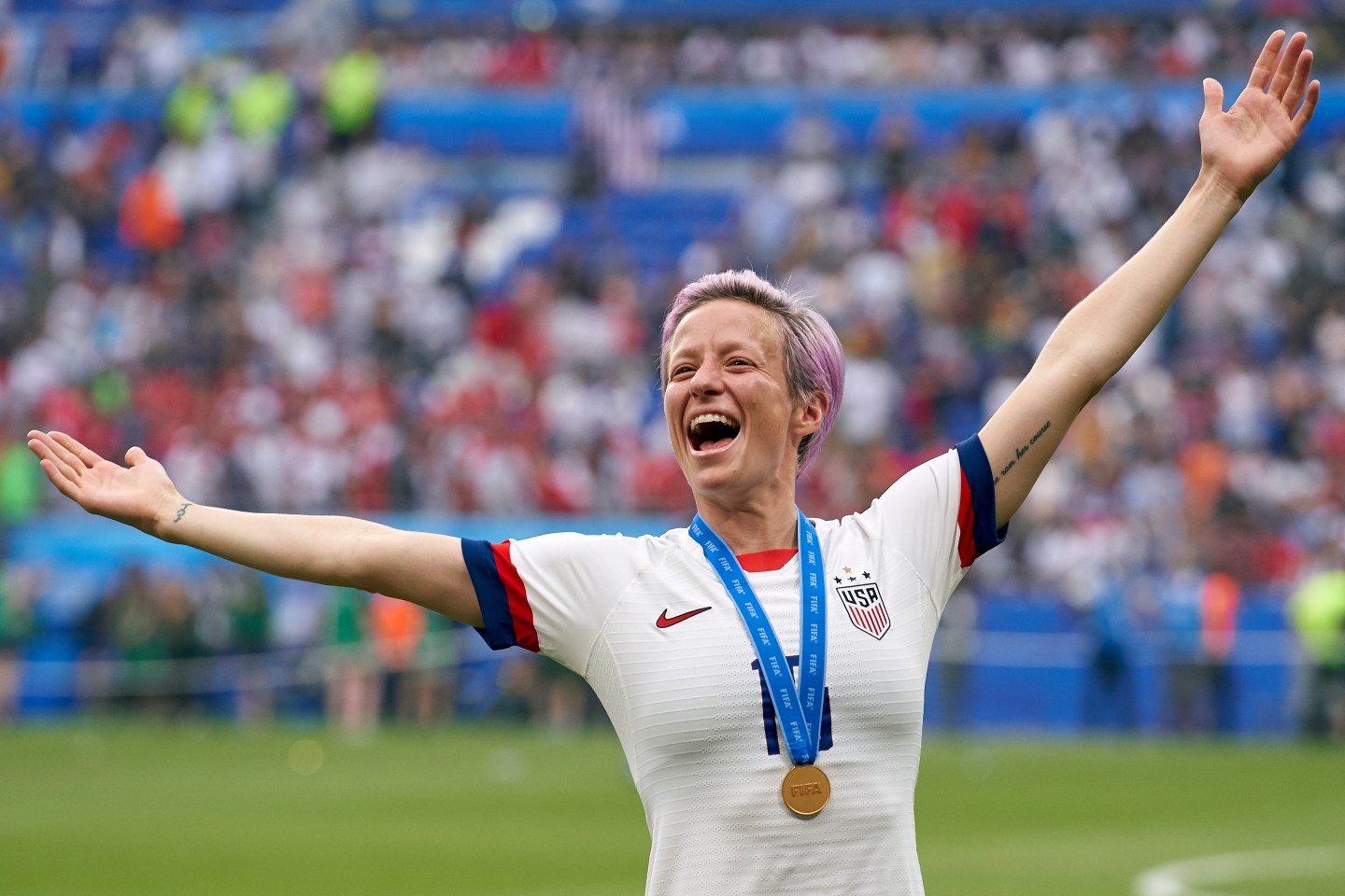 Megan Rapinoe Victory Pose-FIFA Women's World Cup Champs