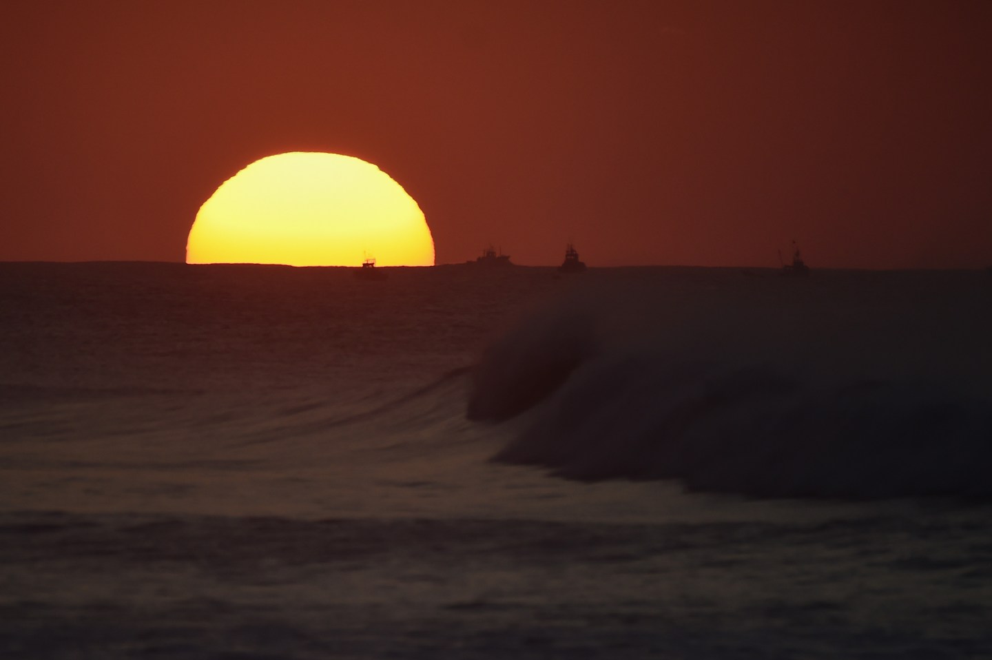 Sunrise over the ocean in Tahara, Japan.