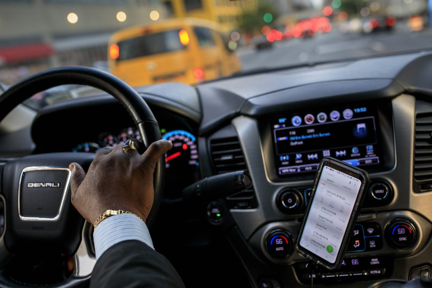 Johan Nijman, a for-hire driver who runs his own service and also drives for Uber on the side, drives through Manhattan on Aug. 8, 2018, in New York City.