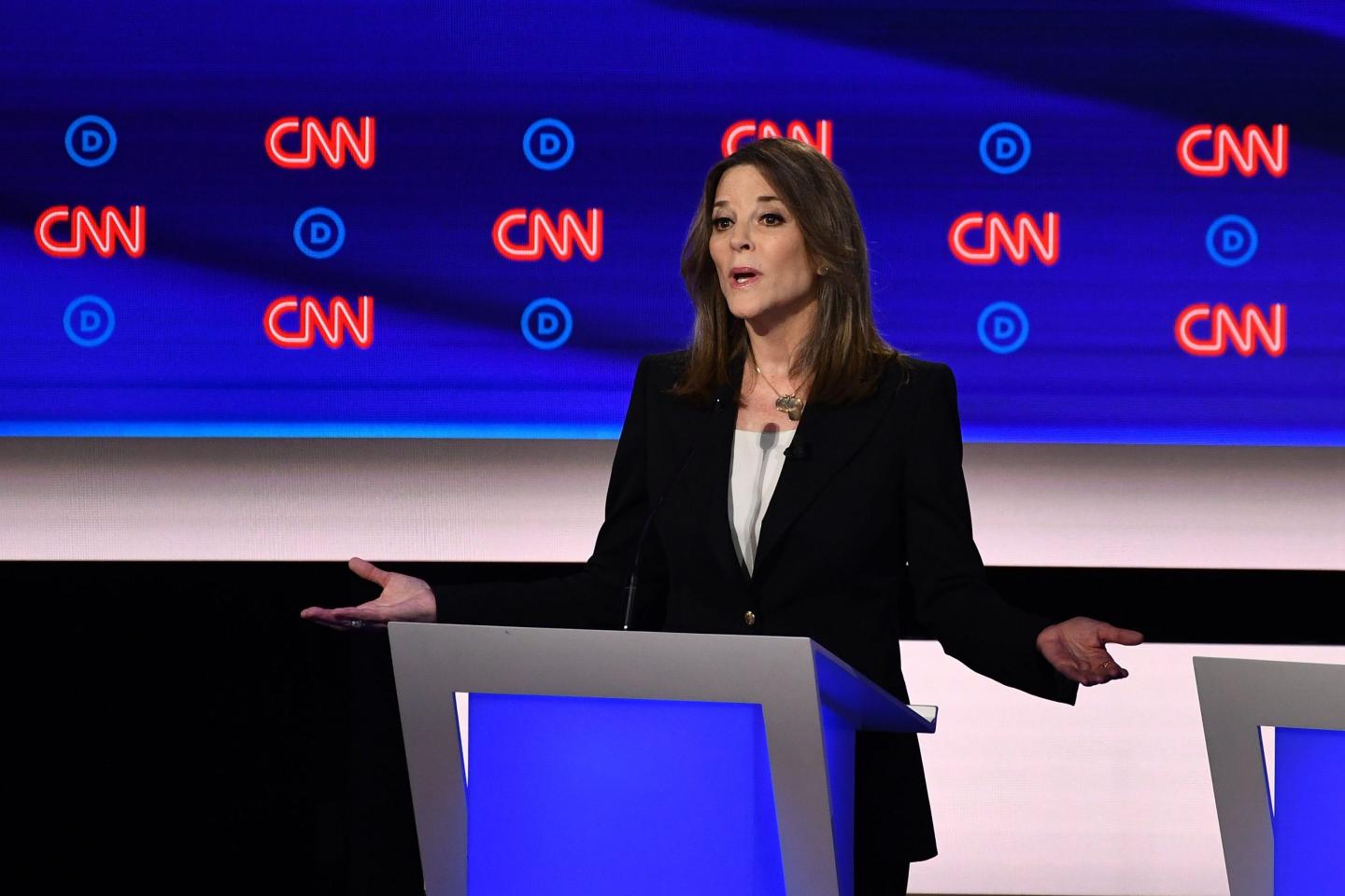 williamson talking at CNN debates