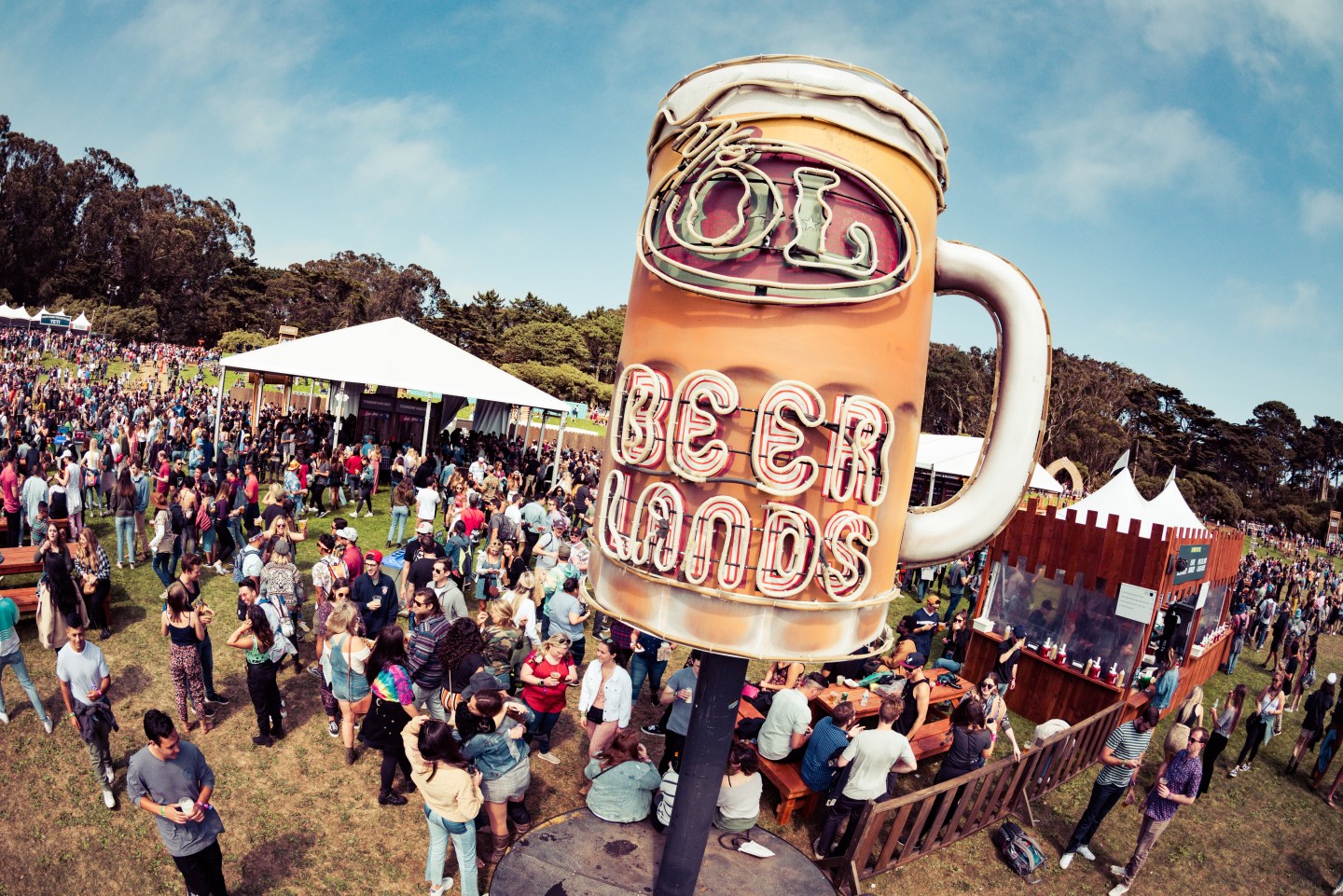 The "Beer Lands" tent at the annual Outside Lands festival in Golden Gate Park, San Francisco, Calif.