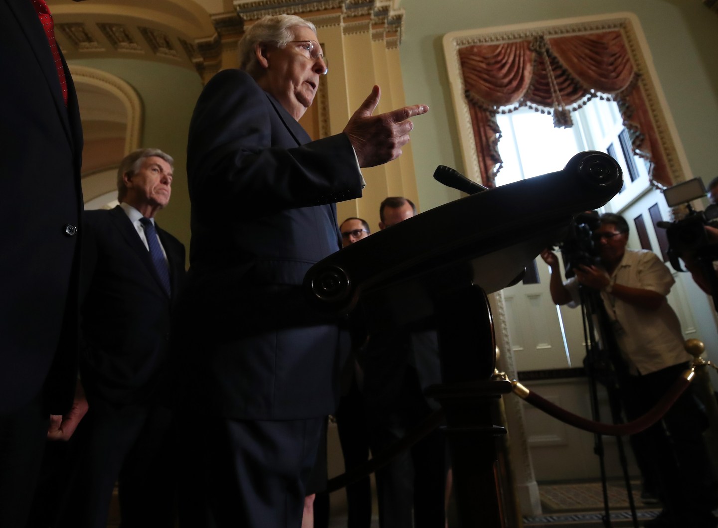 Senate Lawmakers Speak To The Press After Their Weekly Policy Luncheons
