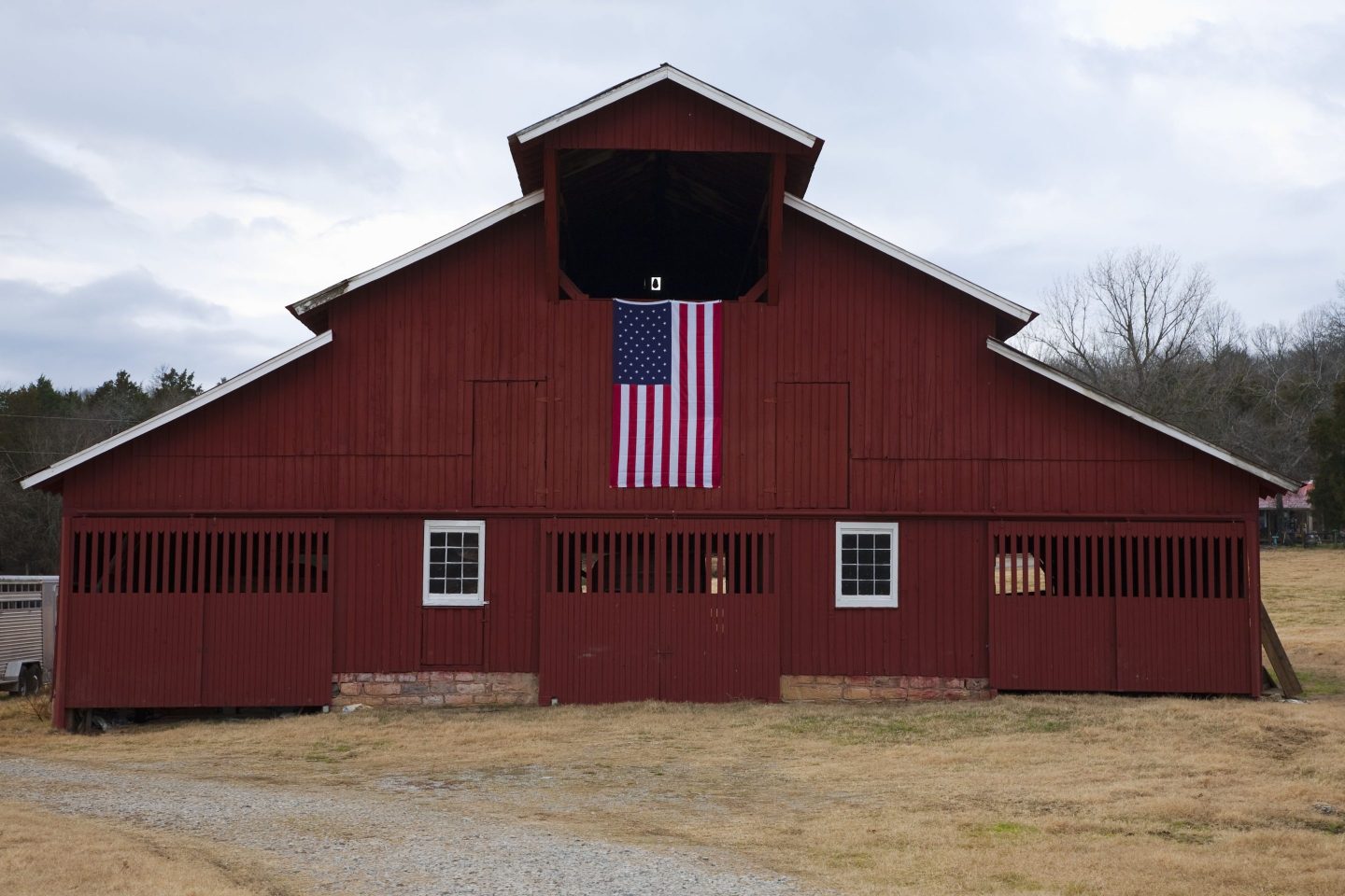Red Barn and US Flag outside of Franklin, Tenn.
