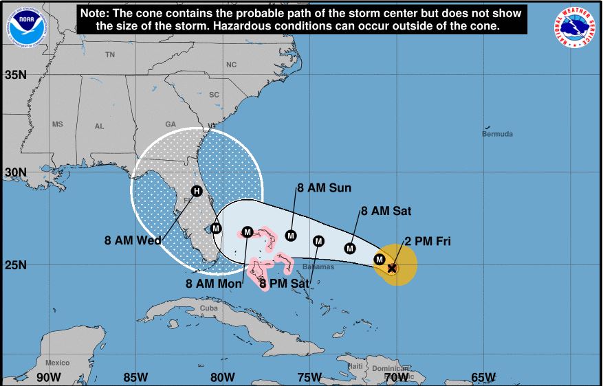 hurricane dorian projected path 8.30 2pm