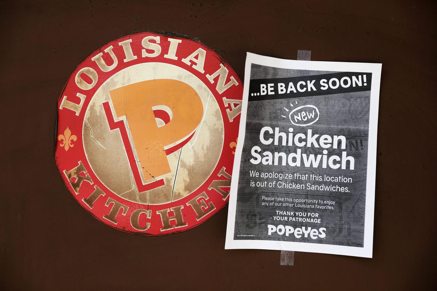 popeyes runs out of chicken sandwich
