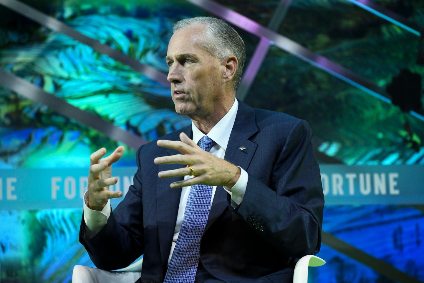 Jim Fitterling, Chief Executive Officer of Dow Chemicals, speaks about the "circular economy" at Fortune's Global Sustainability Forum in Yunnan, China.
