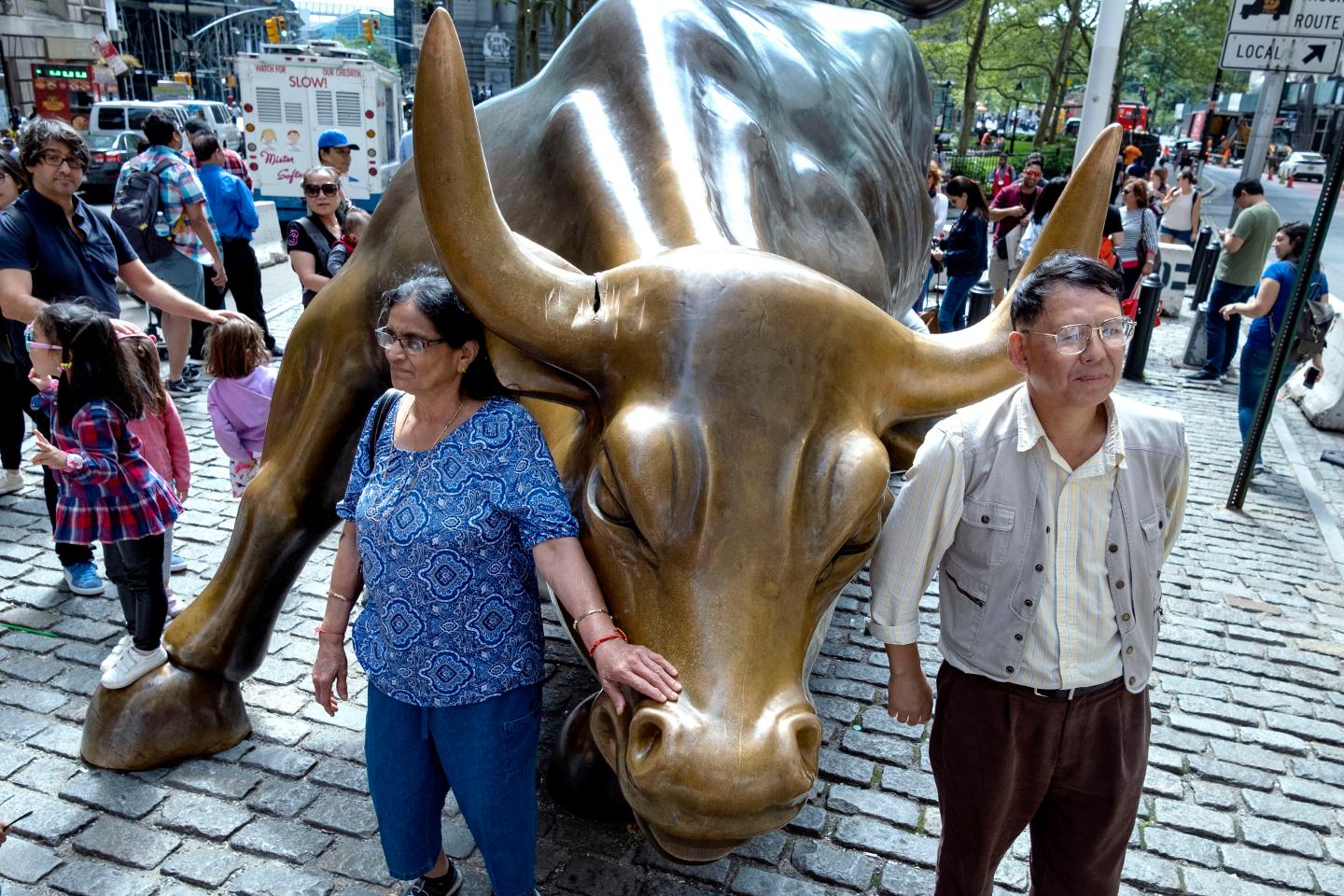 NYC Wall Street Charging Bull Horns Damaged