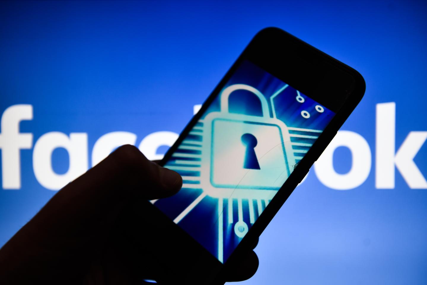 Cyber lock symbol is seen on an android mobile phone with