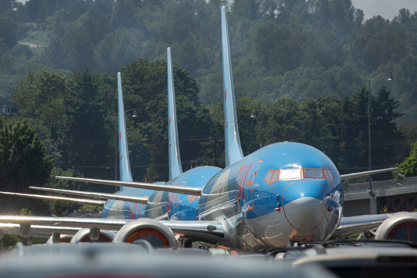 Boeing 737 Max Planes Sit Parked At Boeing Field In Seattle, Washington
