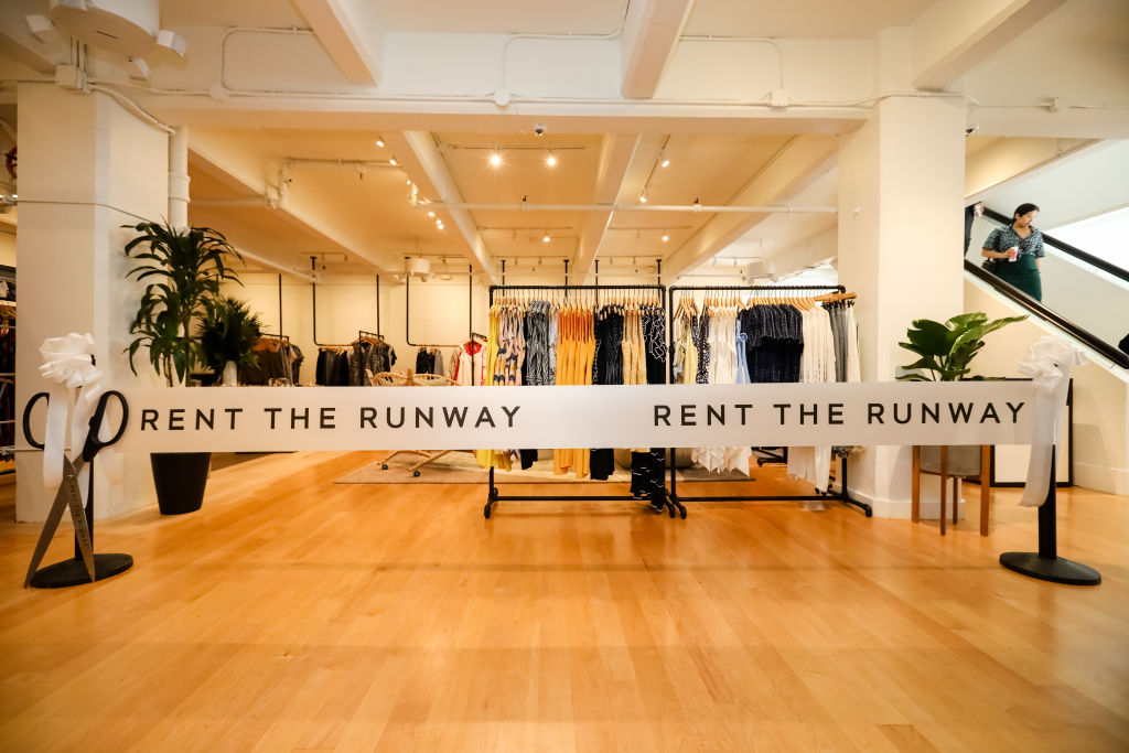 General view of the ribbon before the launch of Rent the Runway's West Coast flagship store on May 8, 2019 in San Francisco, Calif.