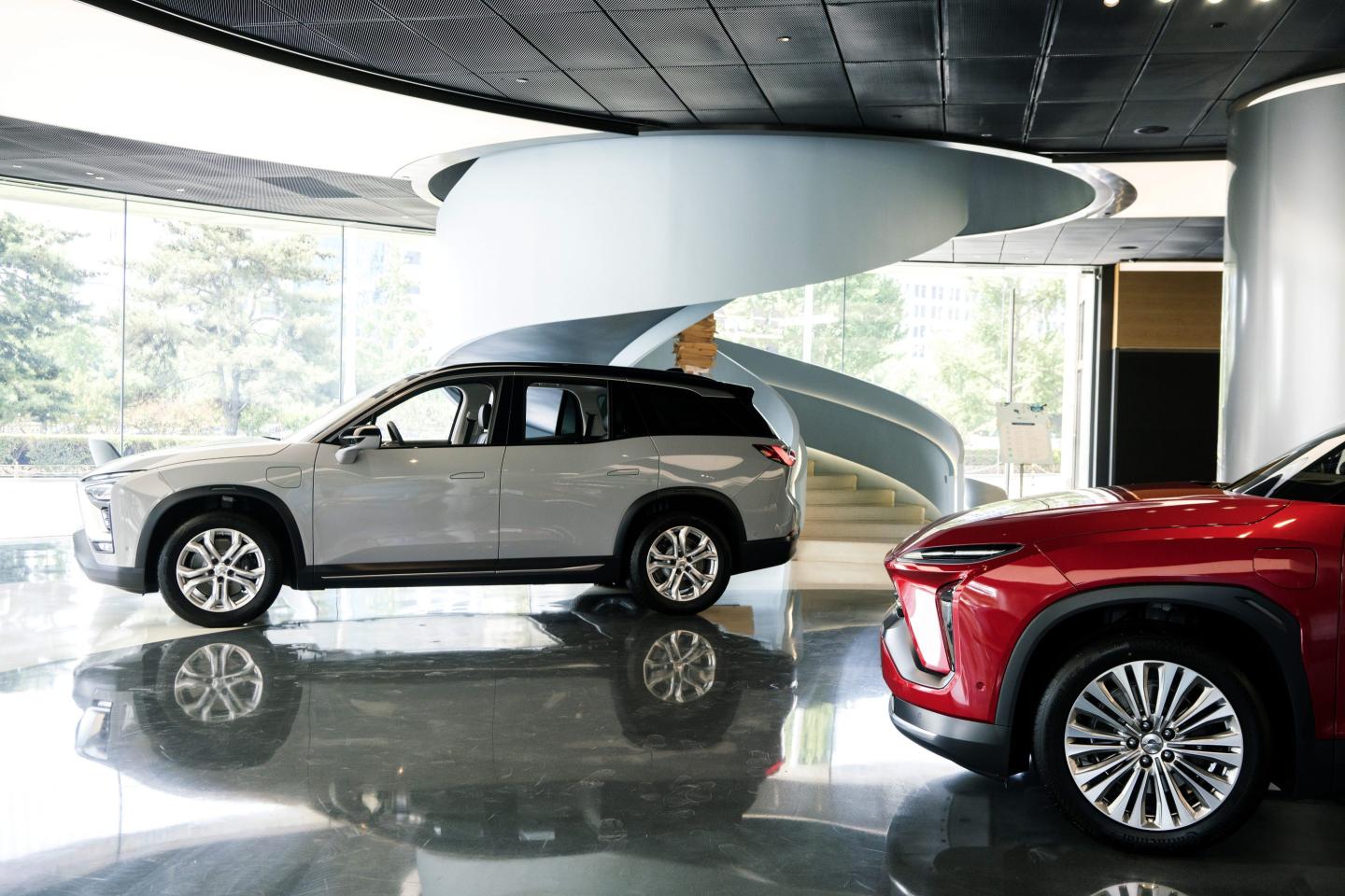 A NIO Inc. ES8 electric sport utility vehicle (SUV) stands on display at the automaker's showroom in Beijing, China, on Wednesday, June 12, 2019. NIO is fighting for relevance in a country overflowing with aspiring electric-car makers, and where foreign competition from the likes of Tesla is intensifying. Photographer: Giulia Marchi/Bloomberg via Getty Images