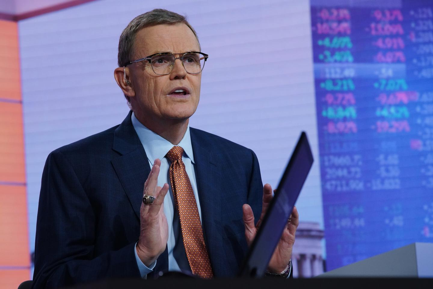David Abney, chairman and chief executive officer of United Parcel Service Inc., speaks during a Bloomberg Television interview in New York, U.S., on Wednesday, July 24, 2019. UPS rose the most in more than 10 years after beating its own profit guidance, an early sign that a three-year, $20 billion expansion plan is paying off by keeping rising costs in check. Photographer: Christopher Goodney/Bloomberg via Getty Images