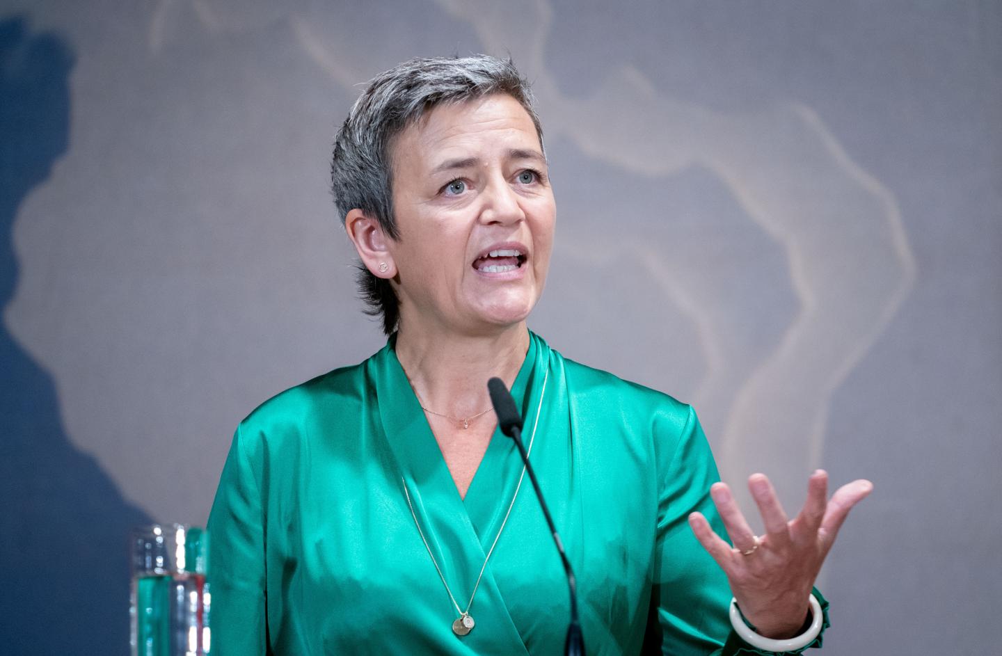27 August 2019, Berlin: Margrethe Vestager, EU Competition Commissioner, addresses the participants at the Ambassadors' Conference at the Federal Foreign Office.