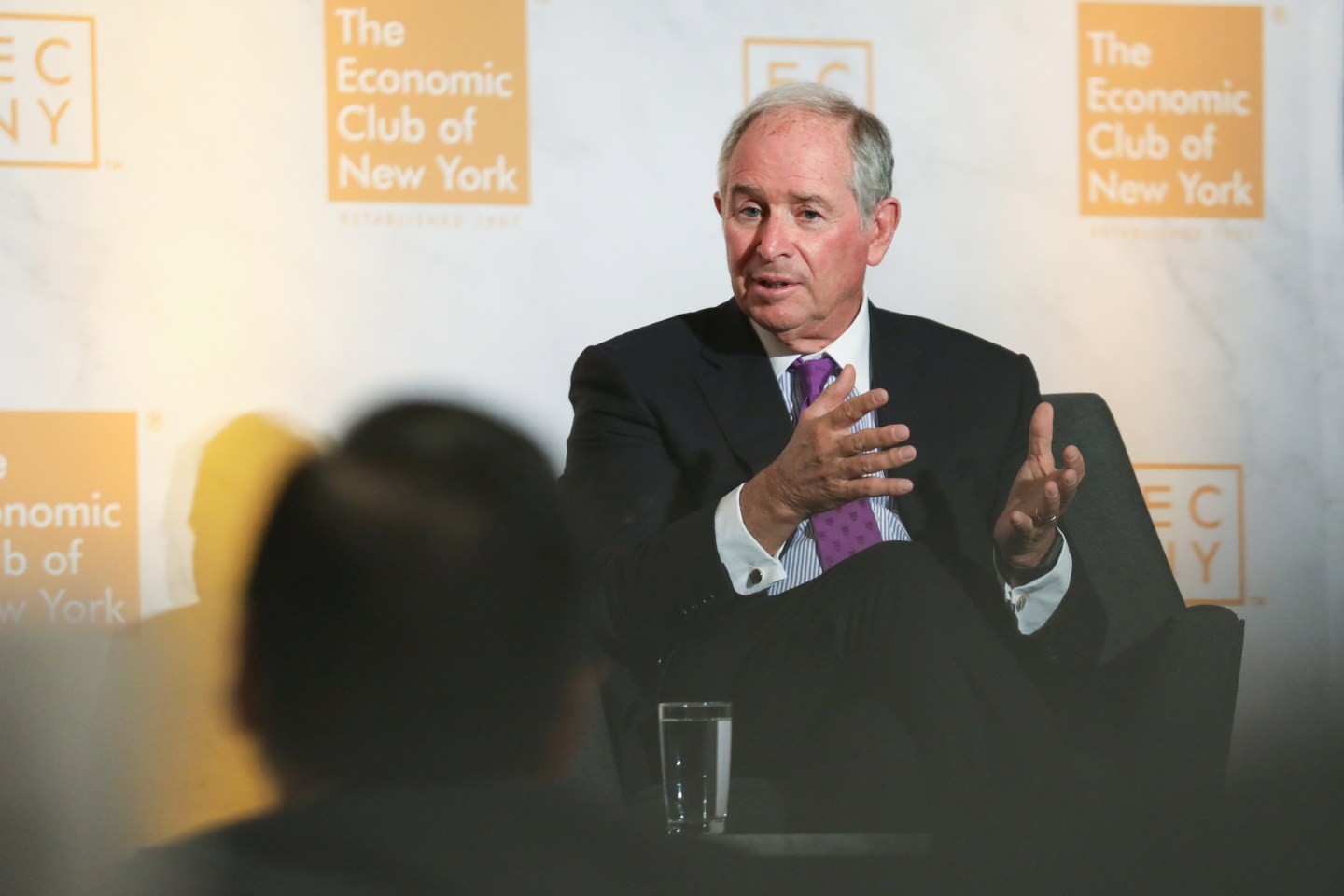 Stephen Schwarzman, co-founder and chief executive officer of Blackstone Group Inc., speaks during an event at the Economic Club of New York in New York, U.S., on Wednesday, Sept. 18, 2019.