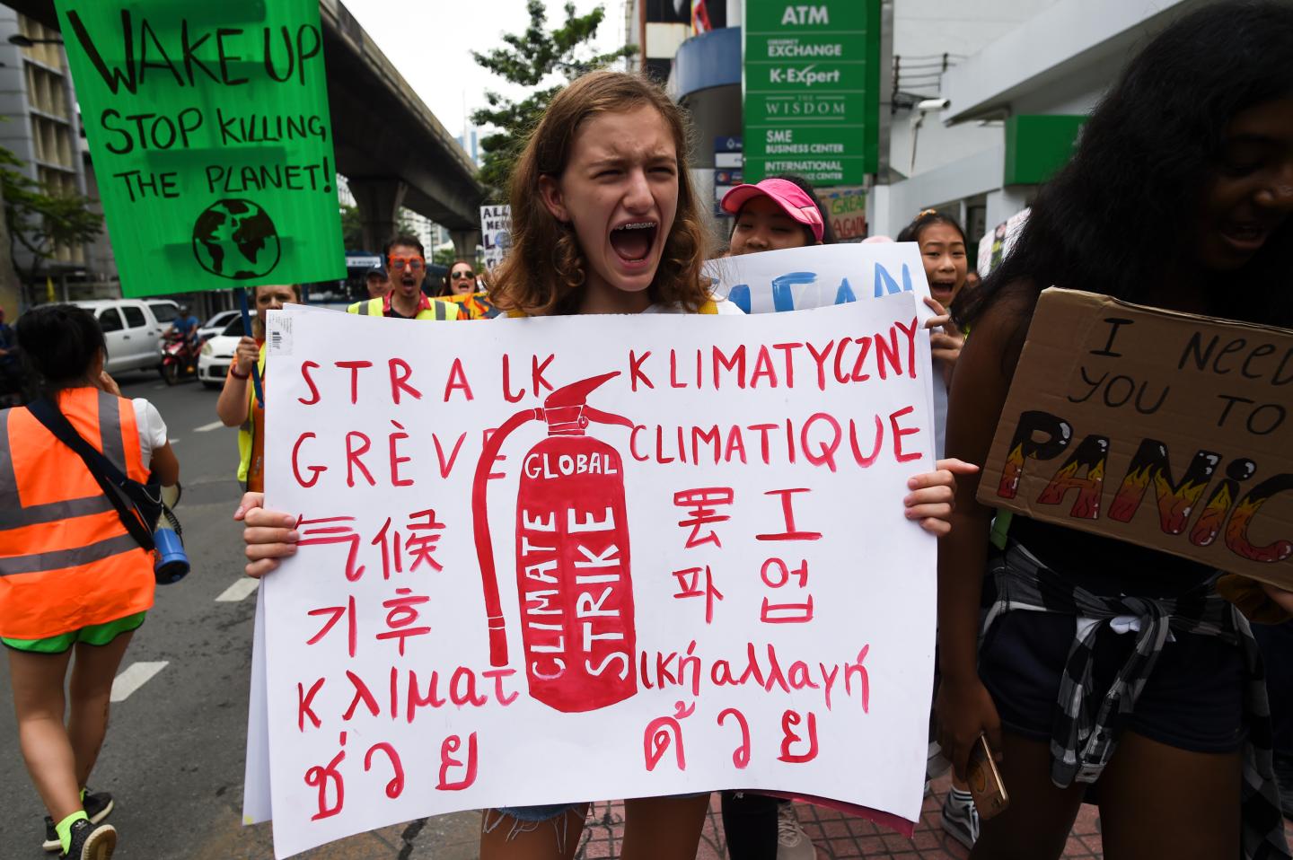 Environmental activists participate during the Global Strike 4 Climate event in Bangkok, Thailand, 20 September 2019. (Photo by Anusak Laowilas/NurPhoto via Getty Images)