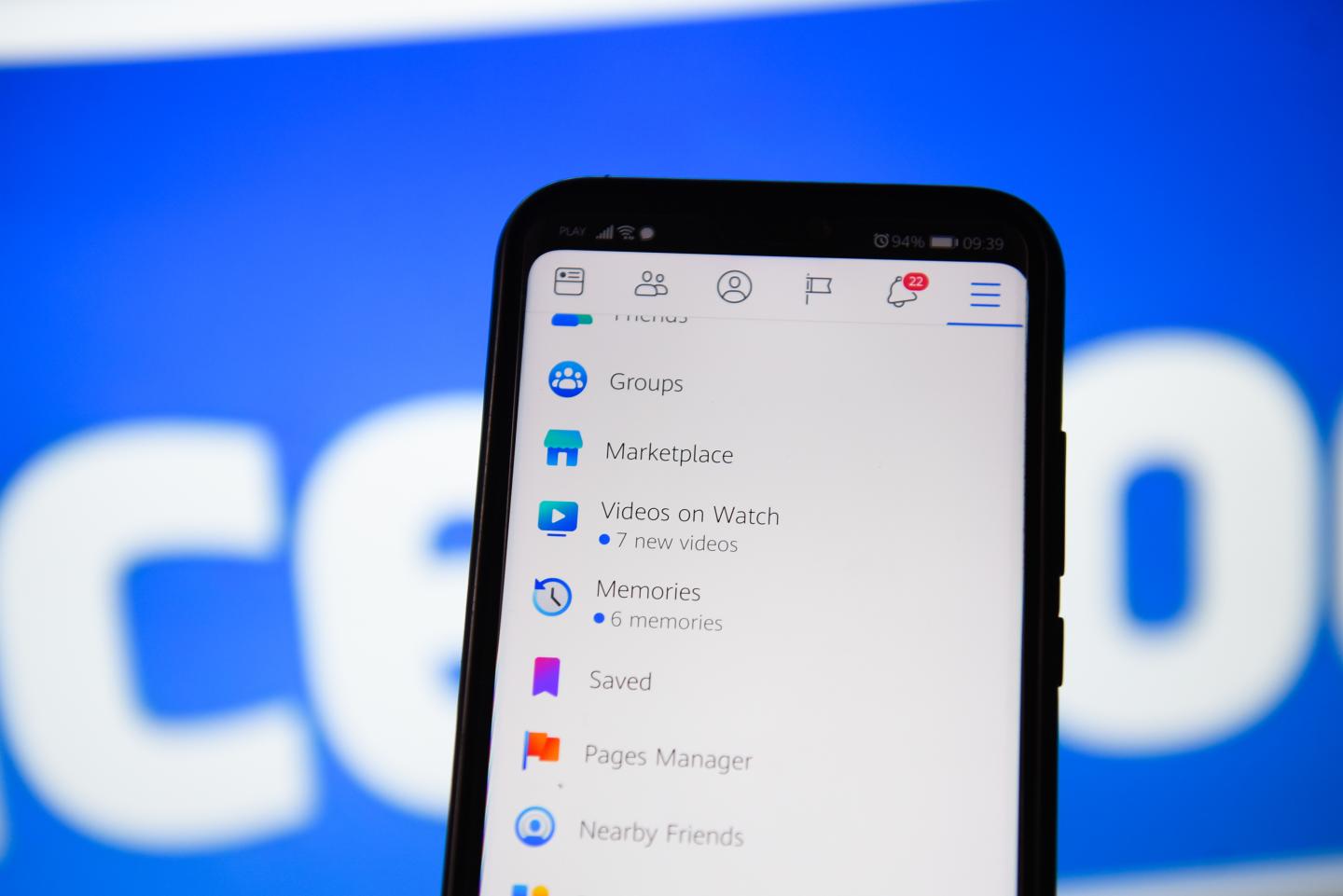 In this photo illustration a facebook app menu seen displayed on a smartphone. (Photo Illustration by Omar Marques/SOPA Images/LightRocket via Getty Images)