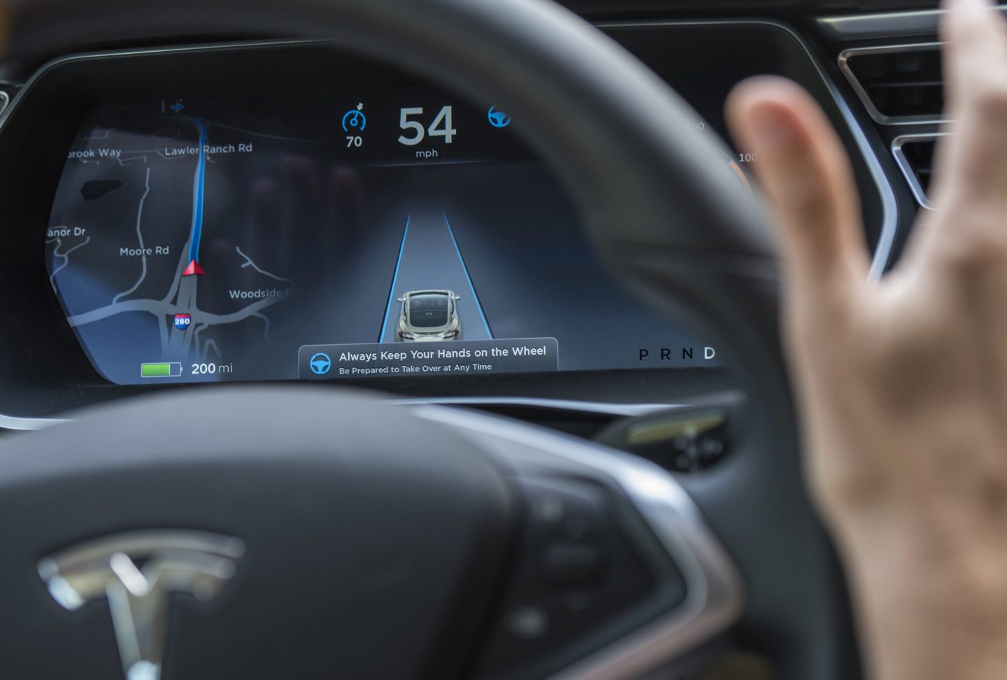 Tesla with Self-Driving Features