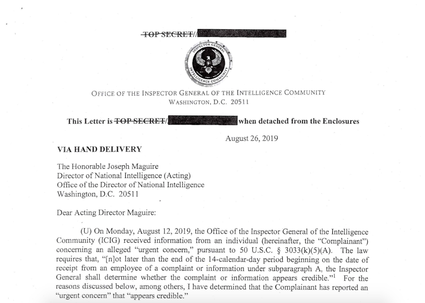 Declassified Whistleblower Complaint
