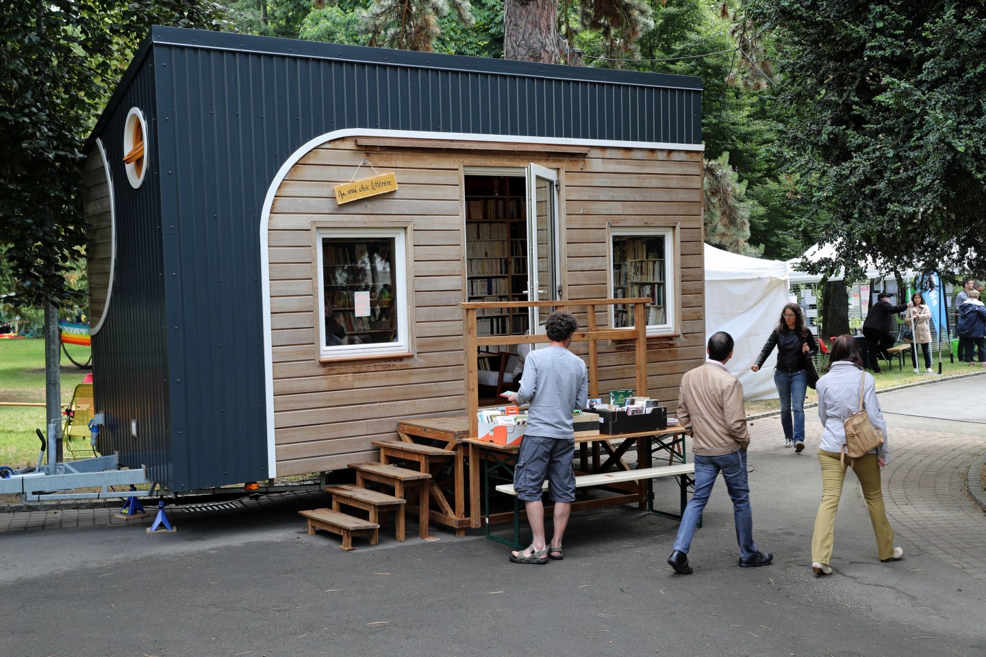 La Maison Qui Chemine, which literally translates from French to English as "the wandering house."