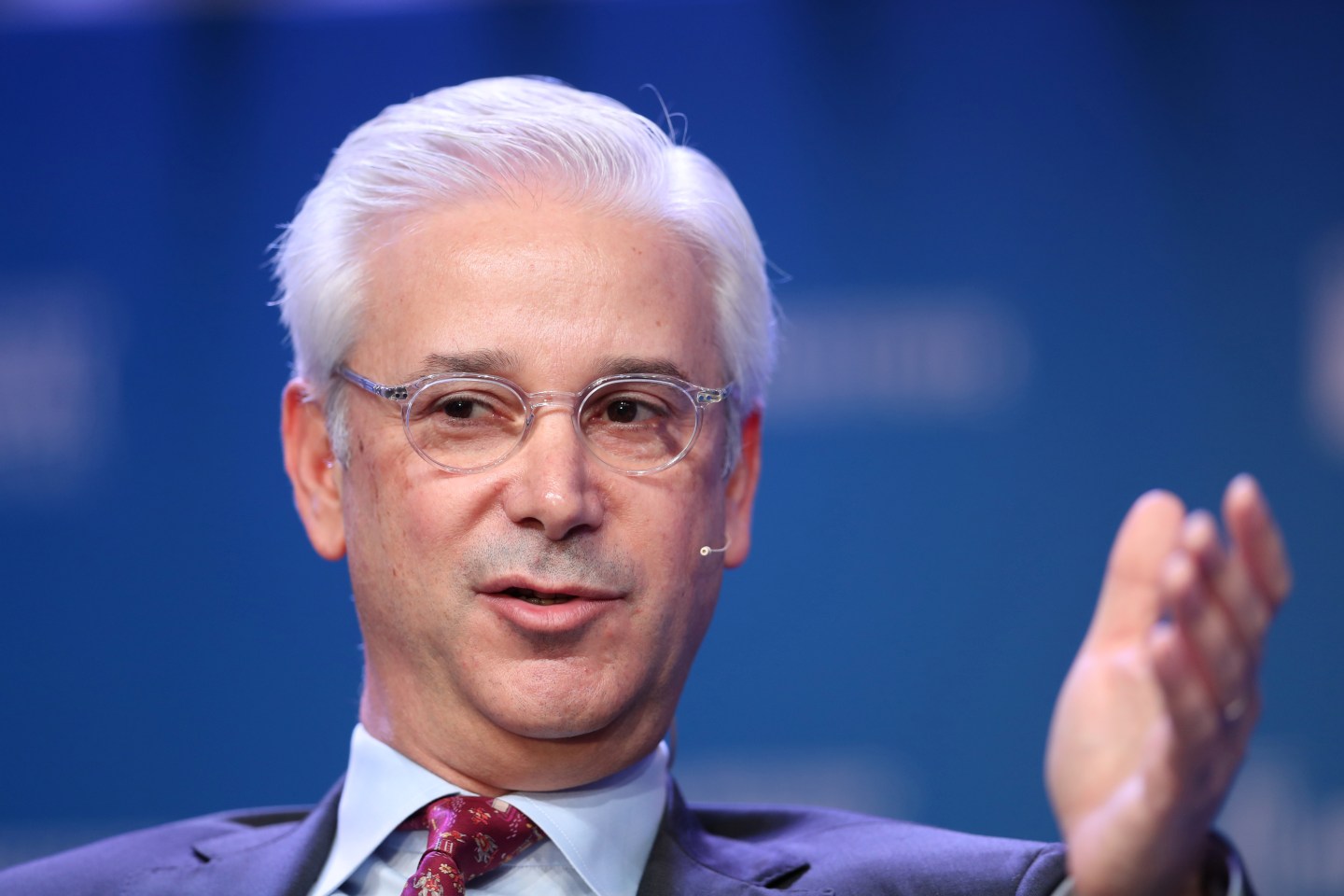 portrait of Charles Scharf, CEO of Wells Fargo talking